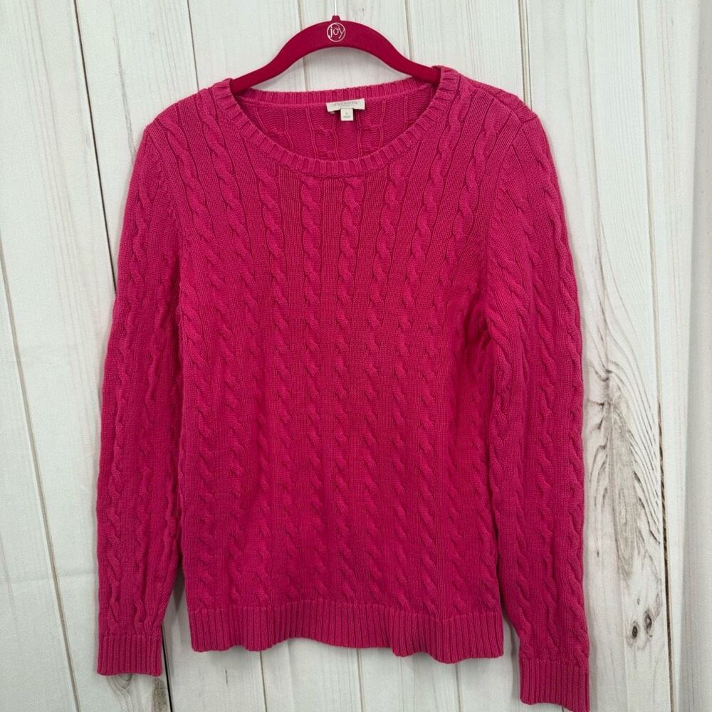 Talbots Women’s Small Pink Cable Knit Sweater Crew Neck